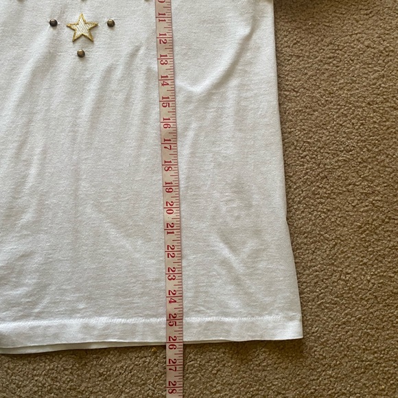 Gepetto white knit blouse t-shirt gold embroidered Stars Celestial vintage - Picture 7 of 17